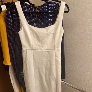 Showpo White Square Neck Split Midi Bodycon dress